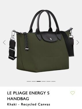 Longchamp Khaki Green Le Pliage Energy S Tote with Black Trim